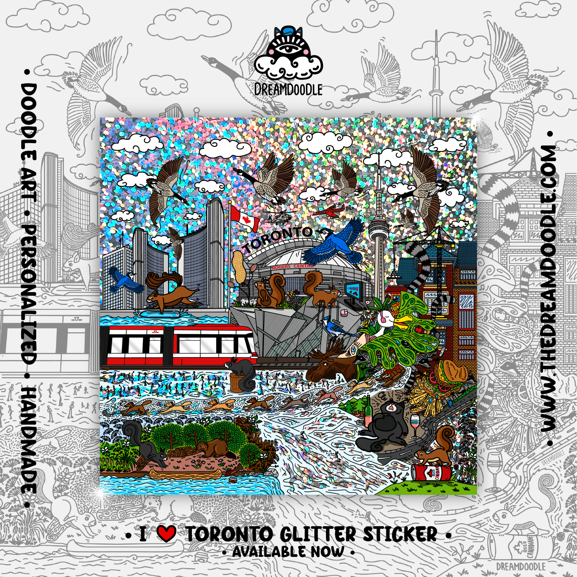 I Love Toronto Glitter Sticker