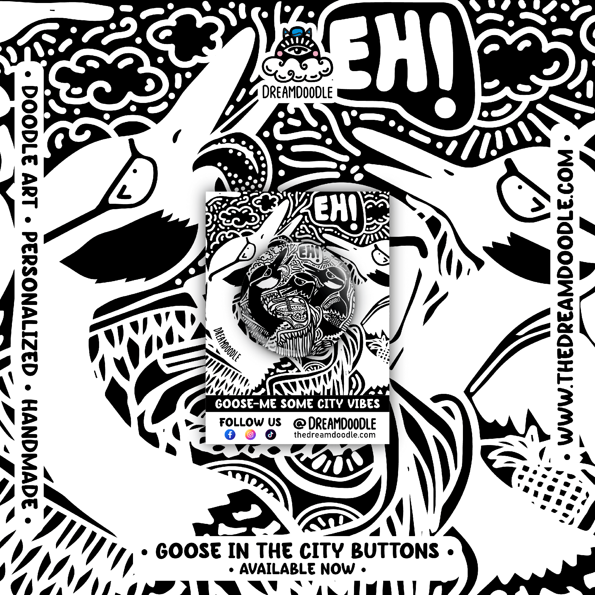 Goose in the city Round Buttons