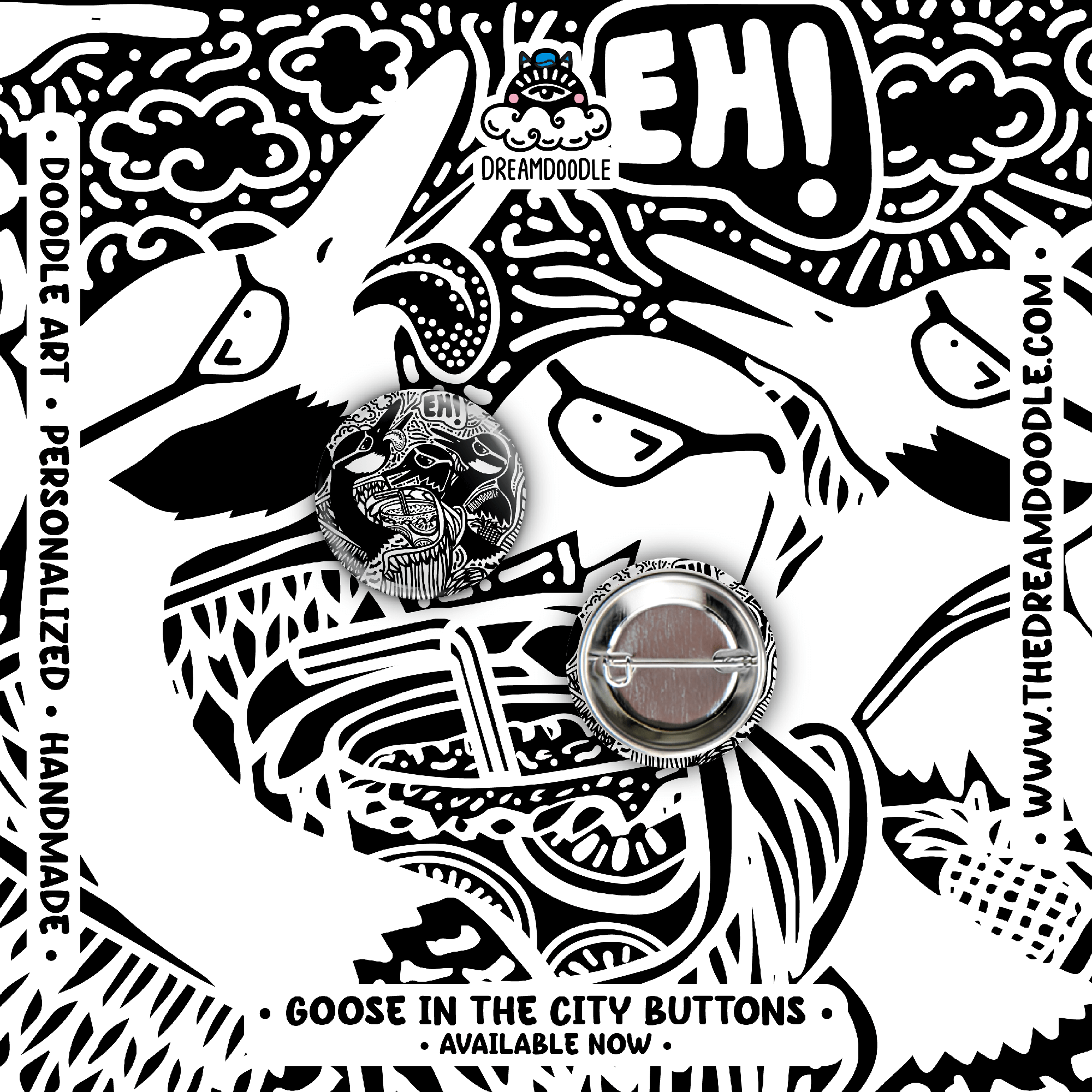 Goose in the city Round Buttons - Image 2