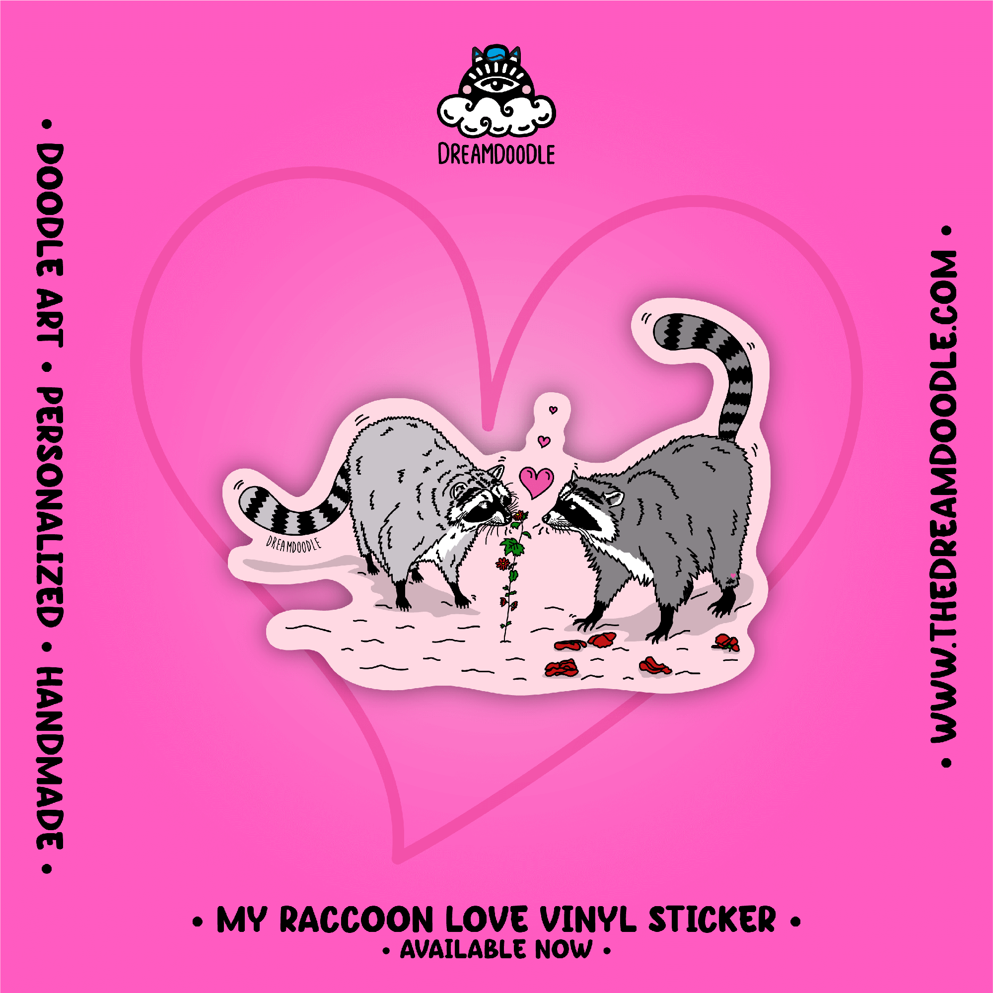 My Raccoon Love Vinyl Sticker