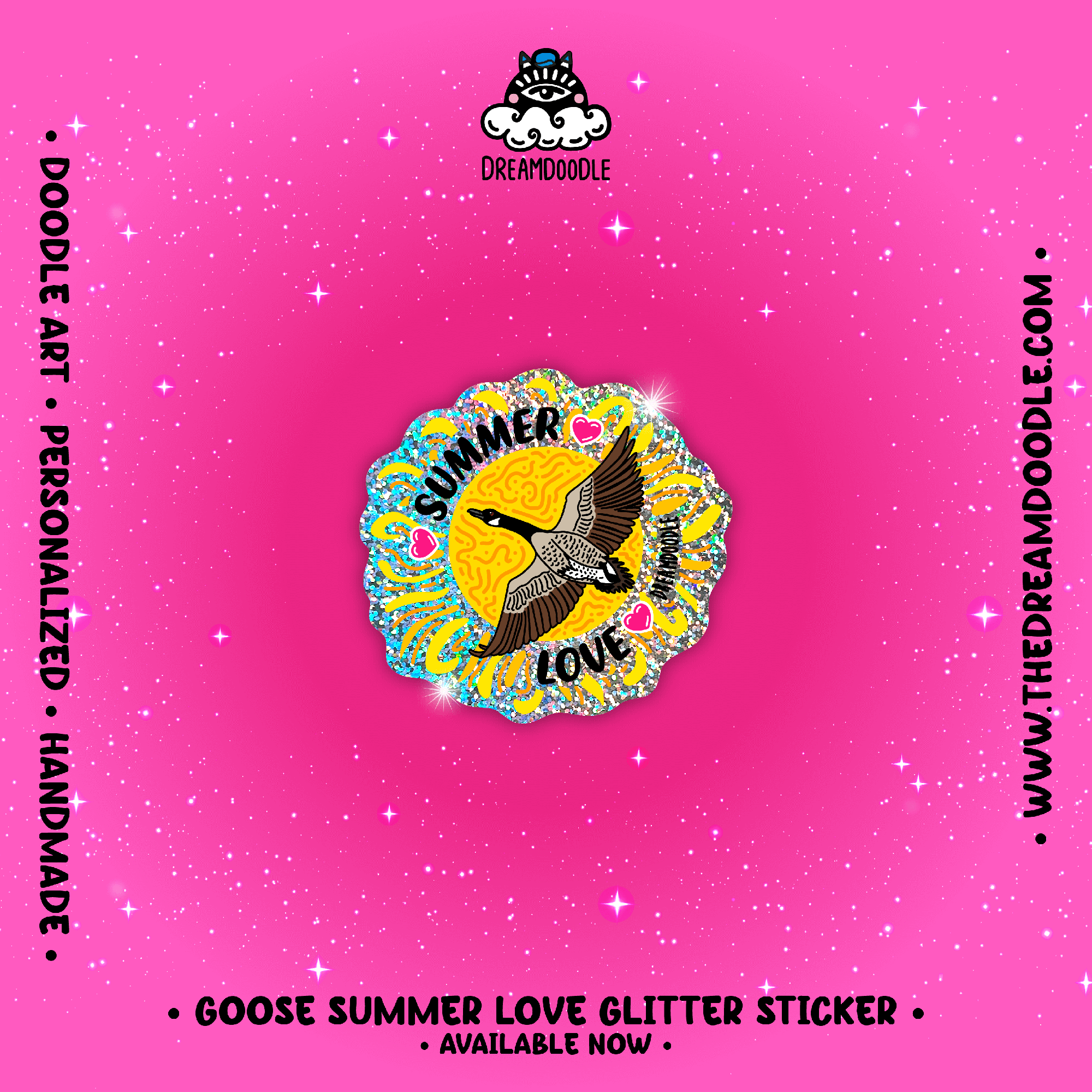 Goose Summer Love Glitter Sticker