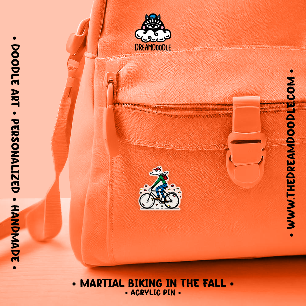 Martial Biking in the Fall Acrylic Pins - Image 2