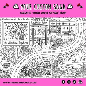 Custom Saga Map | Relationship Map | Story of Us | Couple, Friends, Self | Black & White
