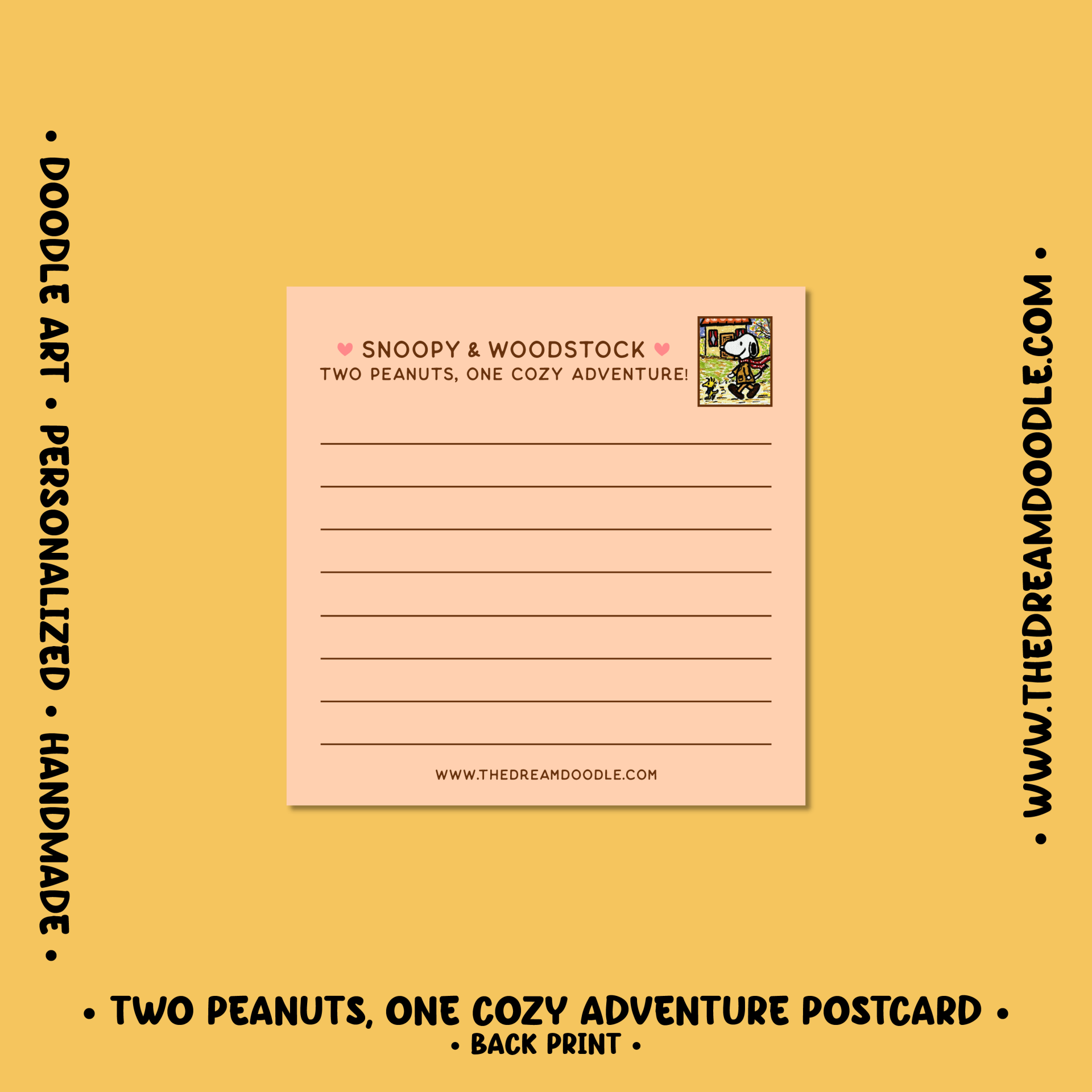 Two Peanuts, One Cozy Adventure Postcard - Image 2