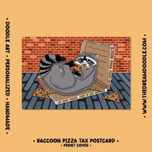 Raccoon Pizza Tax Postcard