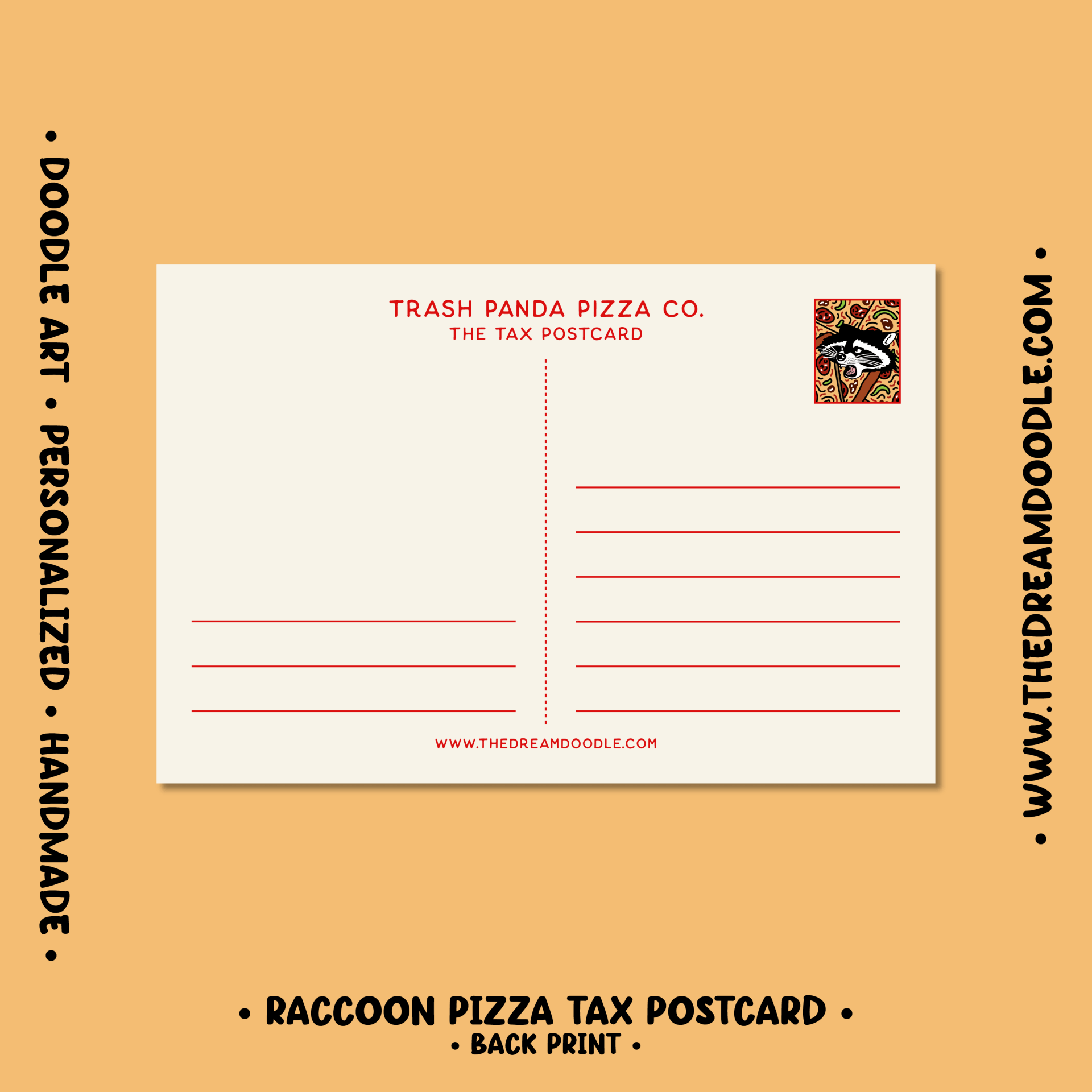 Raccoon Pizza Tax Postcard - Image 2